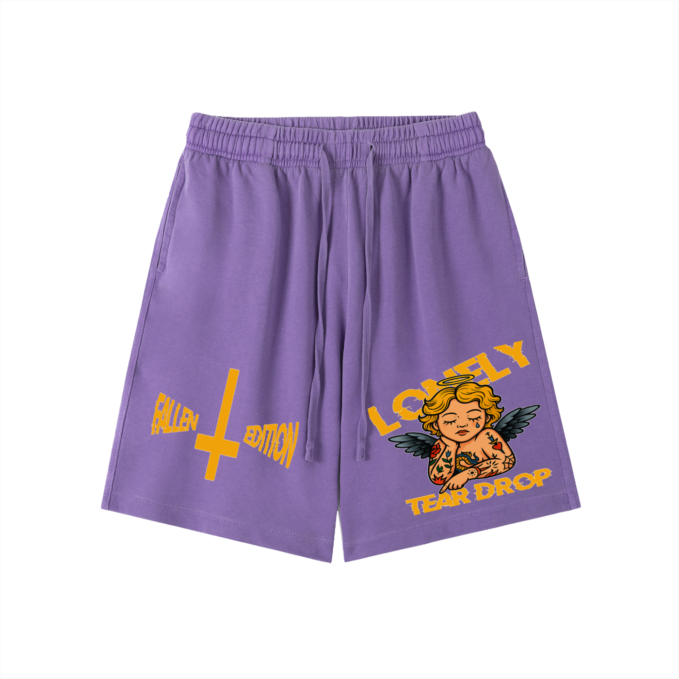 Lonely Tear Drop Vintage Wash Cotton Shorts