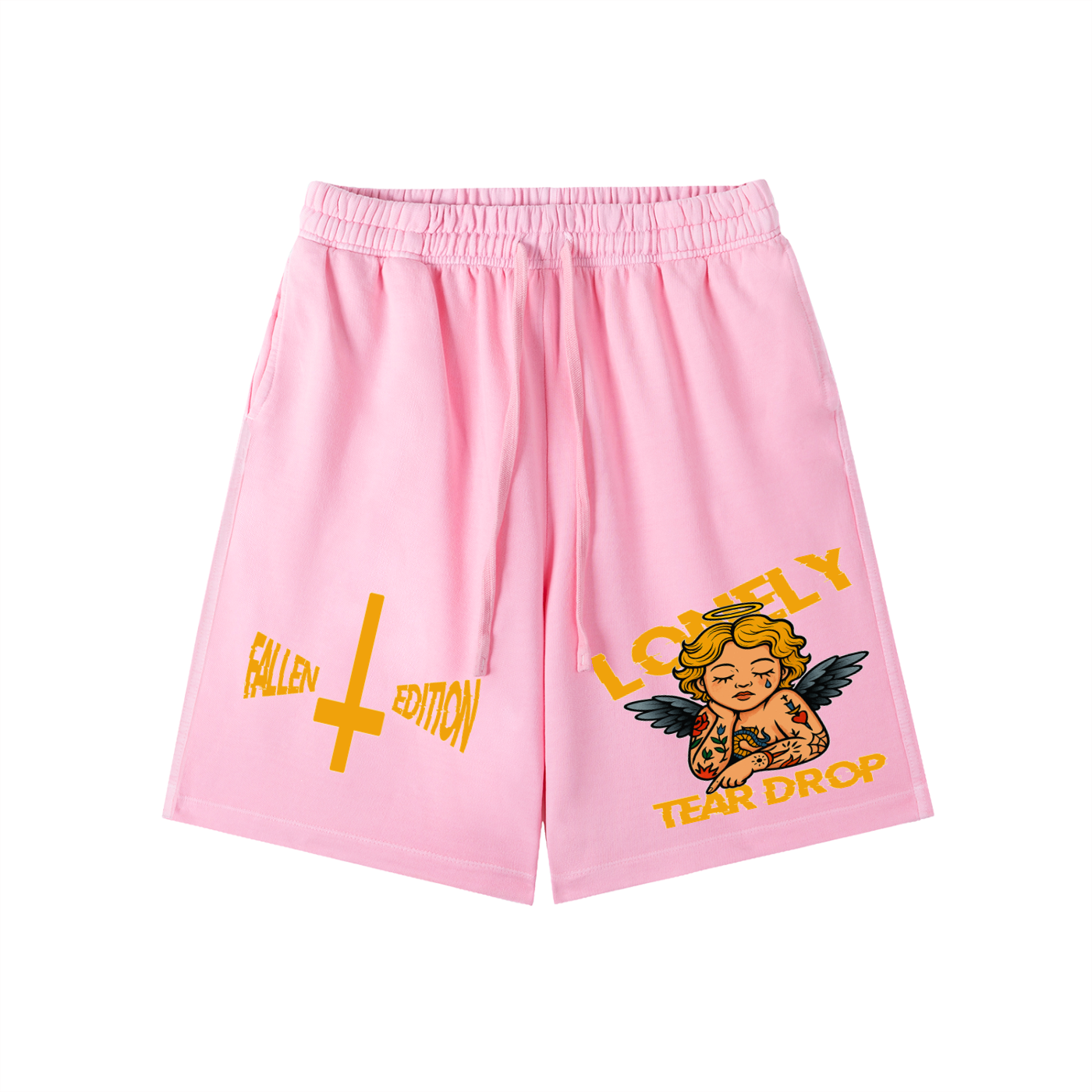 Lonely Tear Drop Vintage Wash Cotton Shorts