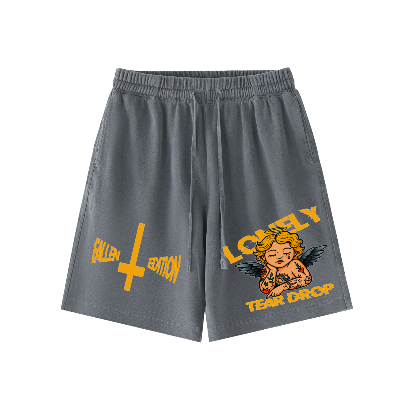 Lonely Tear Drop Vintage Wash Cotton Shorts