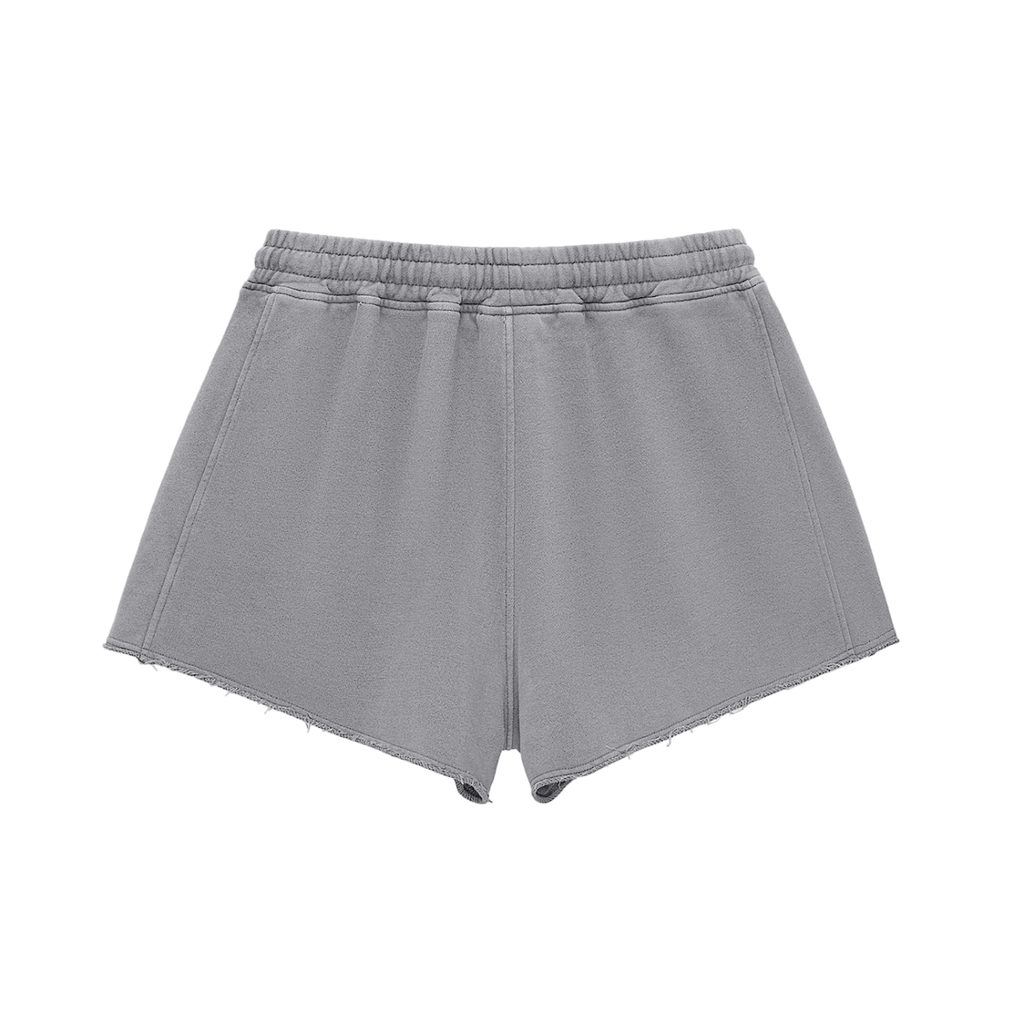 Women Reckless Snow Washed Raw Edge Drawstring Shorts