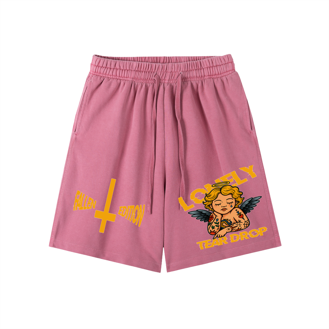 Lonely Tear Drop Vintage Wash Cotton Shorts