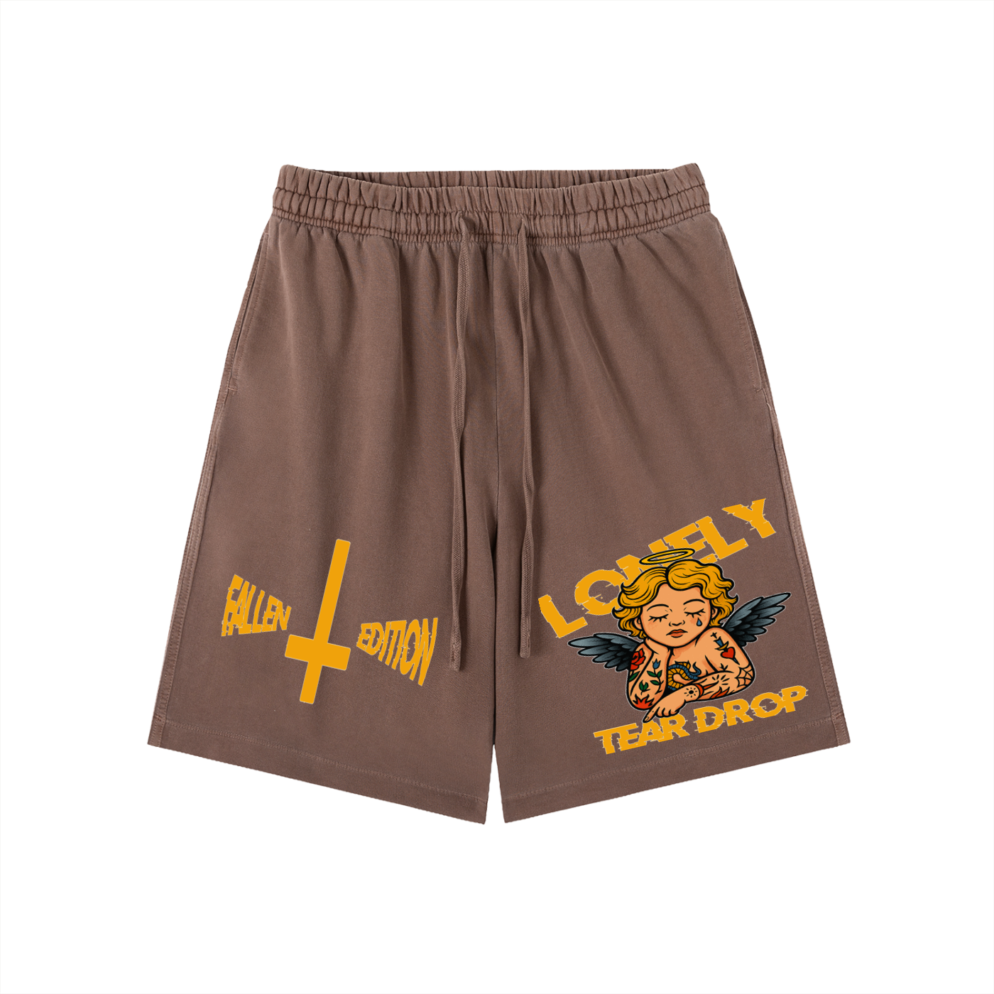 Lonely Tear Drop Vintage Wash Cotton Shorts