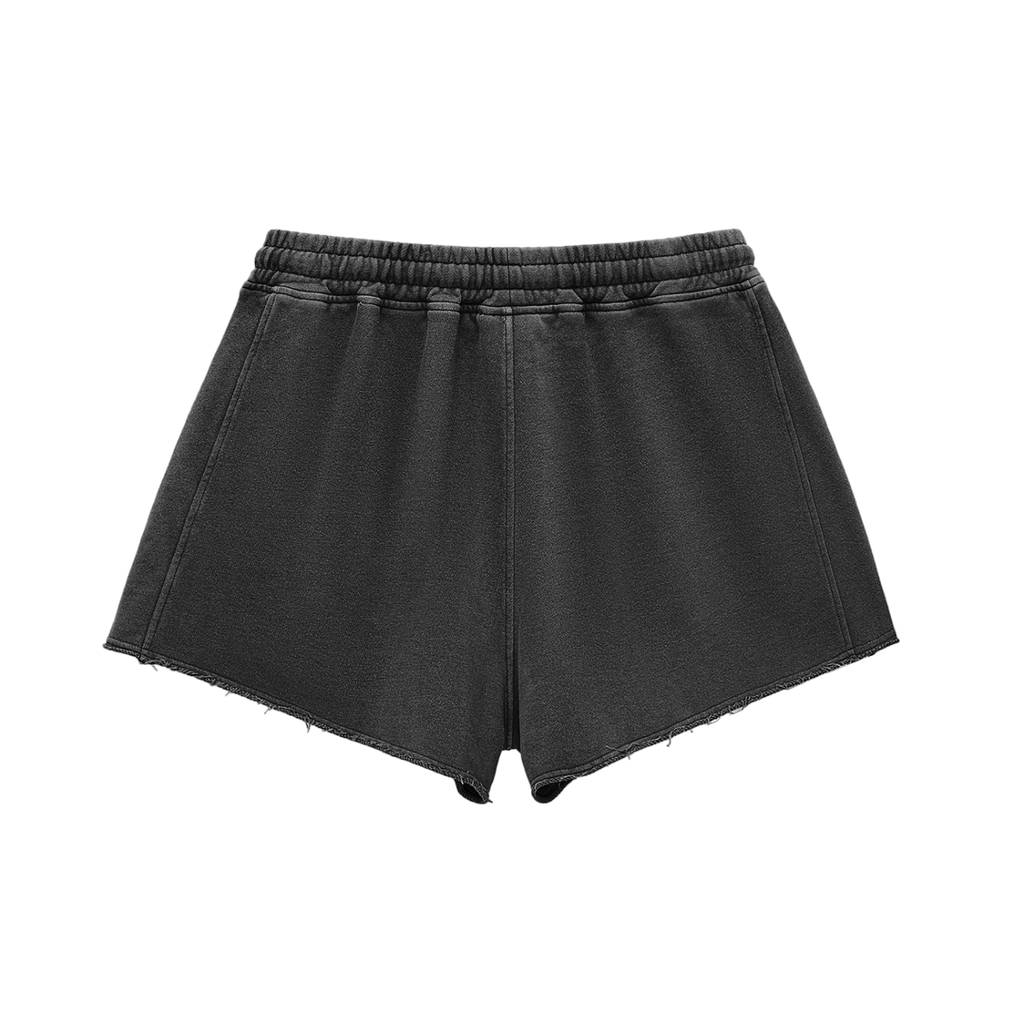 Women Reckless Snow Washed Raw Edge Drawstring Shorts